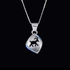 Solid Sterling Silver Navajo Goat Pendant with Necklace