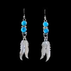 Turquoise Navajo Feather Earrings