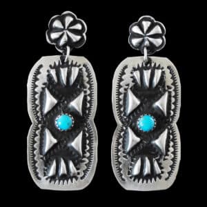 Genuine Tahe Navajo Handcrafted Turquoise Earrings