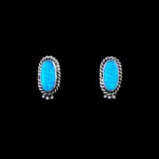 Hand-Crafted Cultured Blue Oval Earrings