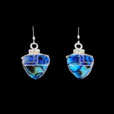 Cultured Spiderweb Opal Inlaid Arrowhead Earrings