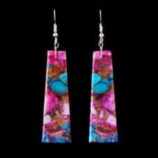 Mohave Turquoise Pink Dahlia Slab Earrings