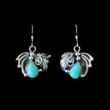 Royston Turquoise Leaf & Vine Sterling Silver Earrings