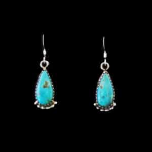 Teardrop Hand-Crafted Navajo Turquoise Earrings