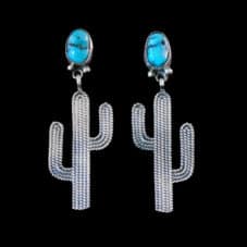Desert Southwest Saguaro Cactus Turquoise Earrings
