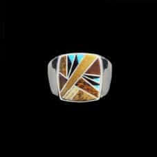 Navajo Handcrafted Inlaid Turquoise & Gemstone Ring