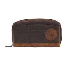 Bran Zippered Leather Wallet by Myra Bags
