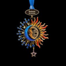Sun Moon Crescent Sedona Arizona Brass Ornament