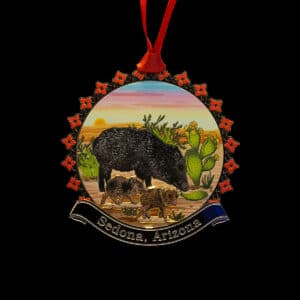 Southwest Arizona Javelina Family Brass Ornament