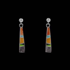 Southwest Multi-Gem Dangle Inlay Earrings