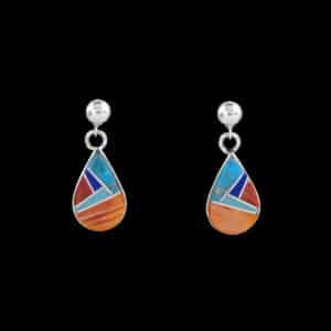 Navajo Multi-Stone Inlaid Earrings by Pamela Daniels