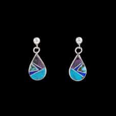 Navajo Hand-Crafted Gemstone Teardrop Earrings