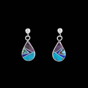 Navajo Hand-Crafted Gemstone Teardrop Earrings