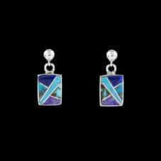 Navajo Rectangle Post-Dangle Multi-Stone Earrings