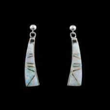Cultured Opal Inlaid Sterling Silver Dangle Earrings