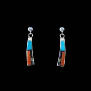 Turquoise & Mother of Pearl Silver Dangle Navajo Earrings