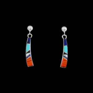 Navajo Inlaid Multistone Triangle Earrings