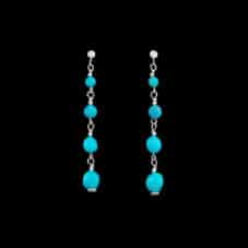 Navajo Hand-Crafted Four Turquoise Gemstone Drop Earrings