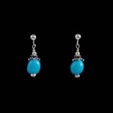 Navajo Oval Turquoise Post-Dangle Sterling Silver Earrings