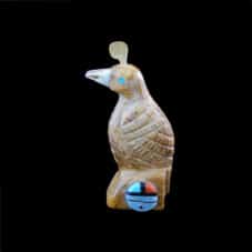 Authentic Zuni Quail Fetish Figurine with Sunface