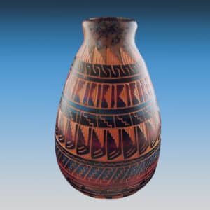 Dee Nelson Navajo Red Clay Etched Horsehair Pottery Vase