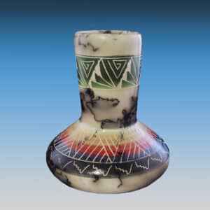 Navajo Horsehair Pottery Chimney Vase by Sam